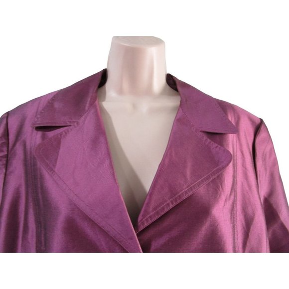 Mulberry Purple Silk Shantung Duster Coat Lined Three Button 16 Allison Taylor E - Picture 6 of 16
